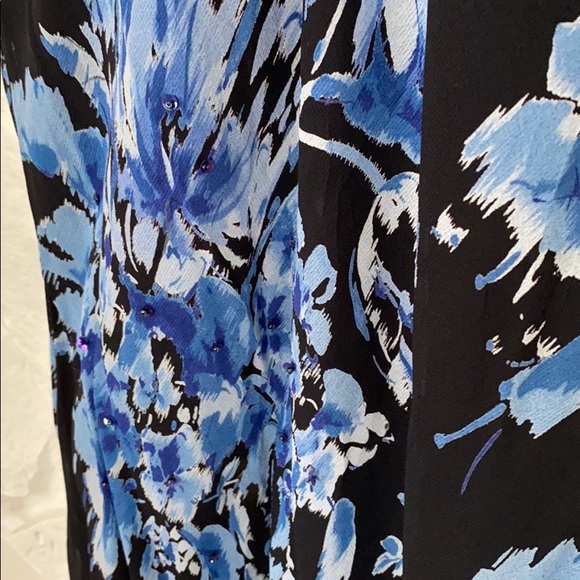 Majick long Lined Sheer sleeved Navy + Blue Dress - Picture 7 of 14